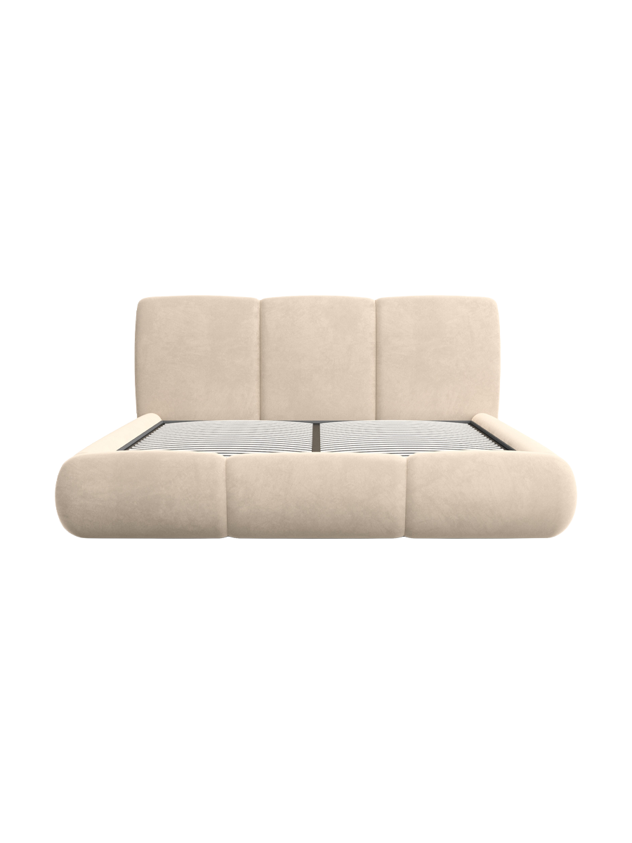 
Design Polsterbett „Elvara“ mit Ablagefach, Samt Cream - 140 x 200 cm