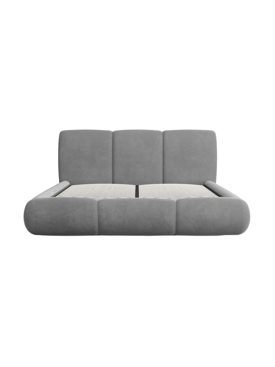 
Design Polsterbett „Elvara“ mit Ablagefach, Samt Grau - 140 x 200 cm
