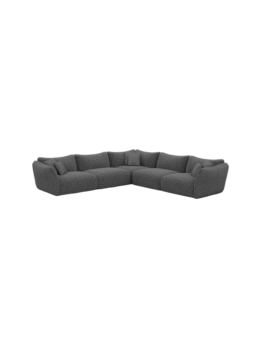 
5-Sitzer Design Ecksofa „Mareno“ mit Bouclé-Bezug - Bouclé Graphit