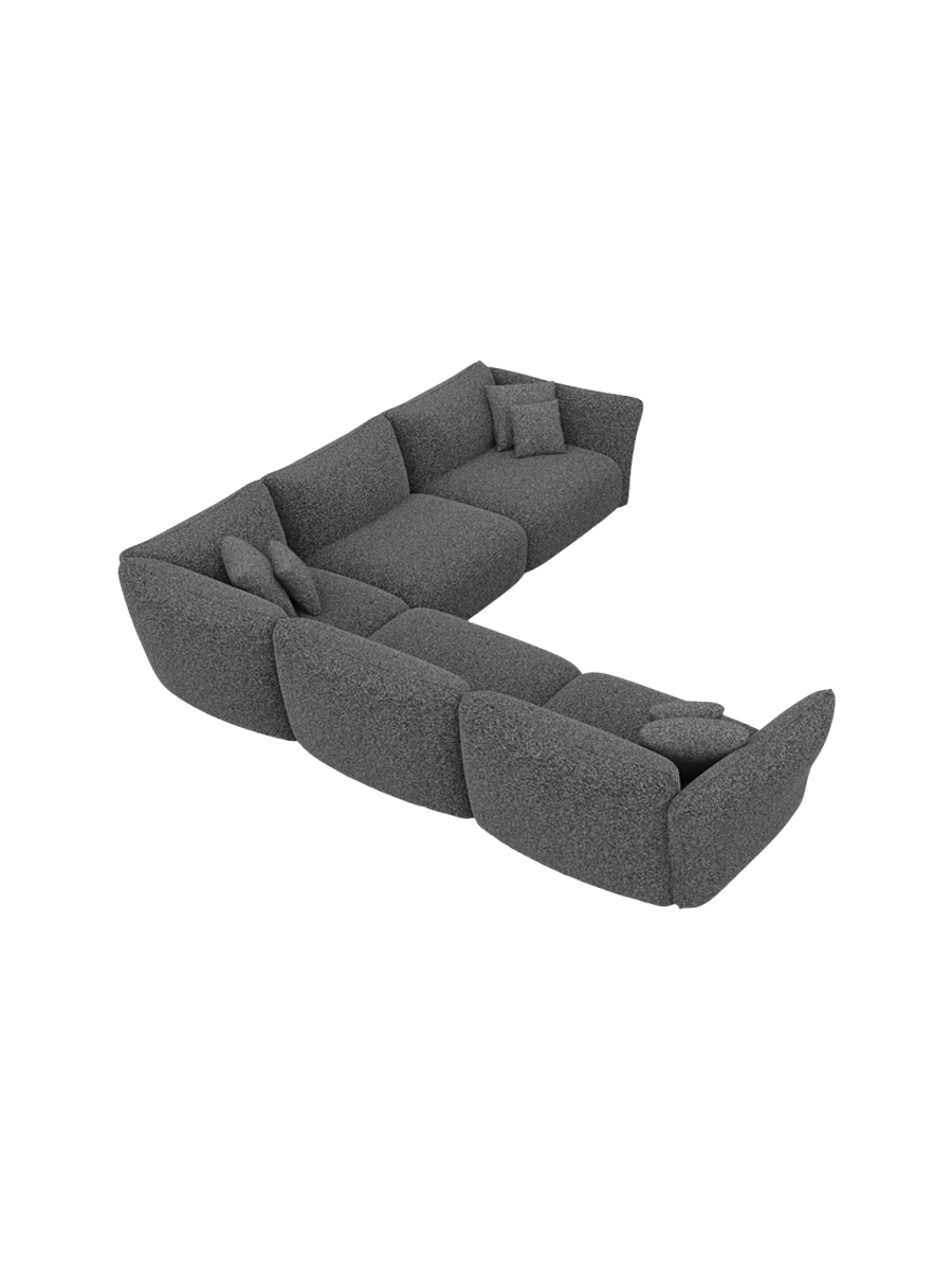 
5-Sitzer Design Ecksofa „Mareno“ mit Bouclé-Bezug - Bouclé Graphit