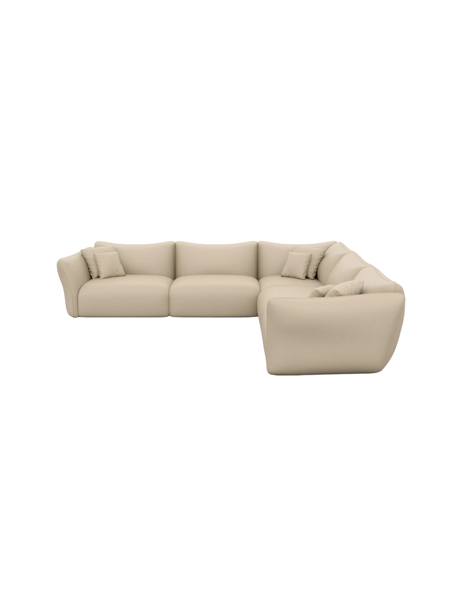 
5-Sitzer Echtleder Design Ecksofa „Mareno“ - Echtleder Beige