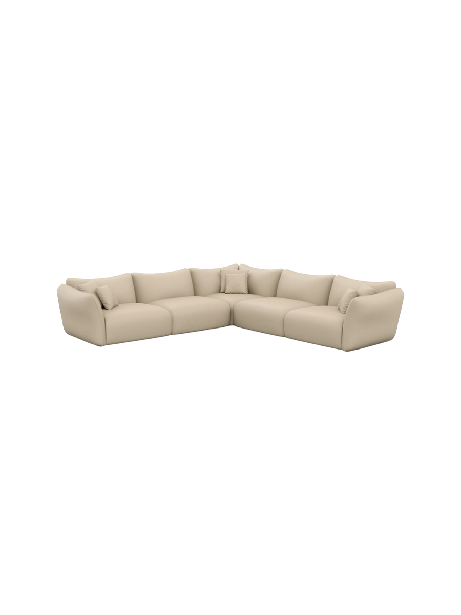 
5-Sitzer Echtleder Design Ecksofa „Mareno“ - Echtleder Beige
