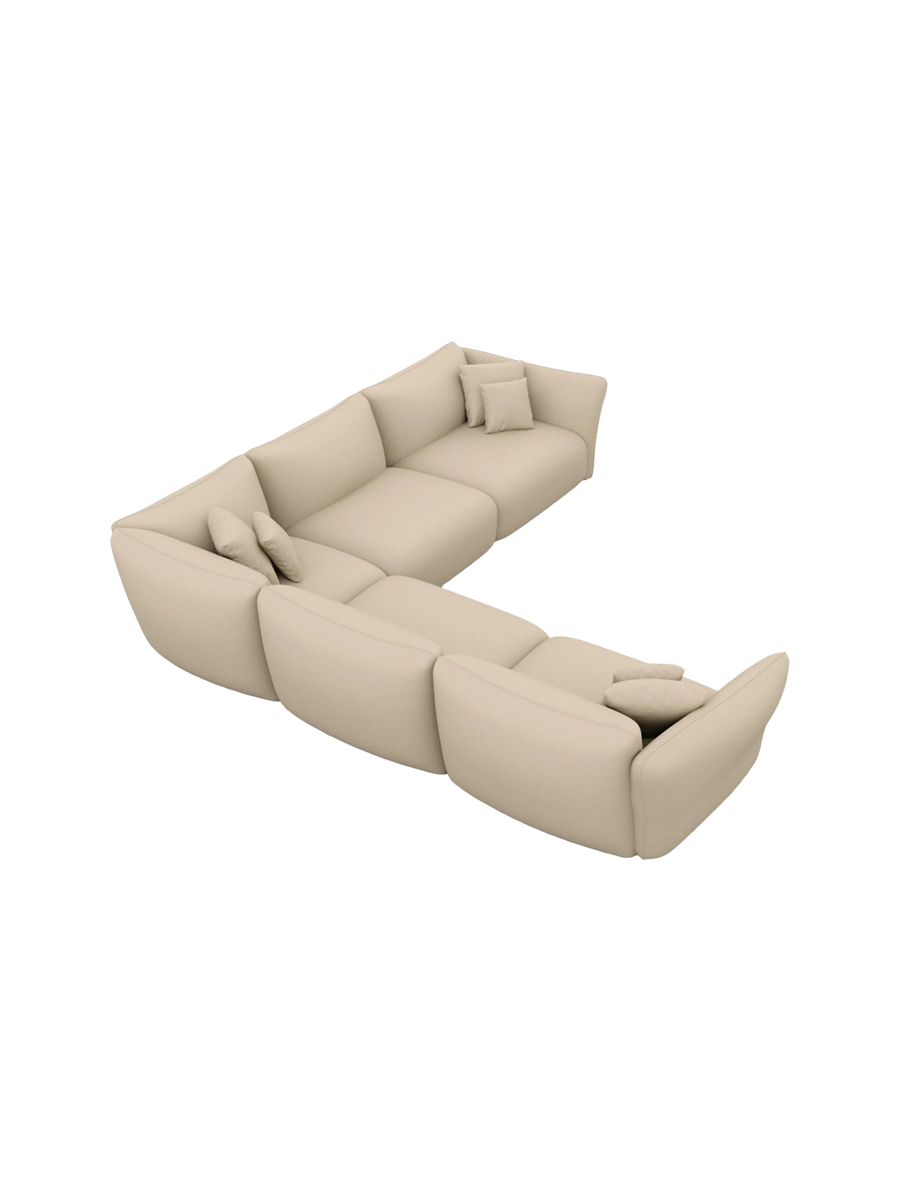 
5-Sitzer Echtleder Design Ecksofa „Mareno“ - Echtleder Beige