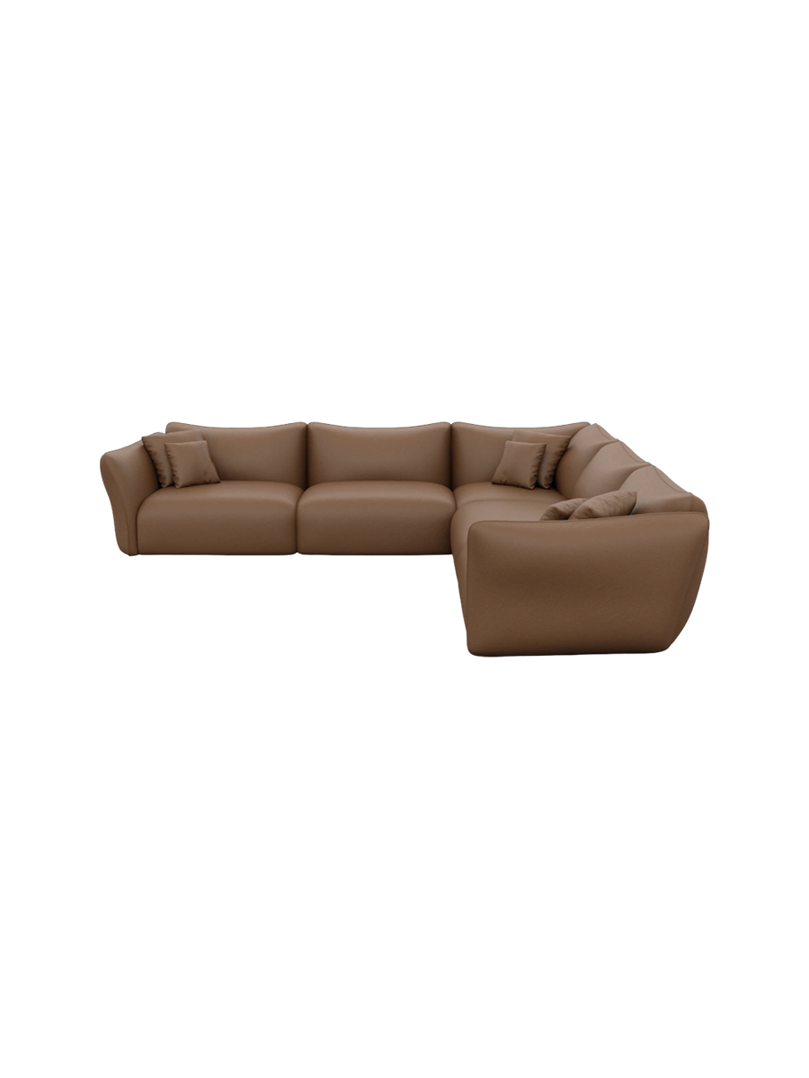 
5-Sitzer Echtleder Design Ecksofa „Mareno“ - Echtleder Beige