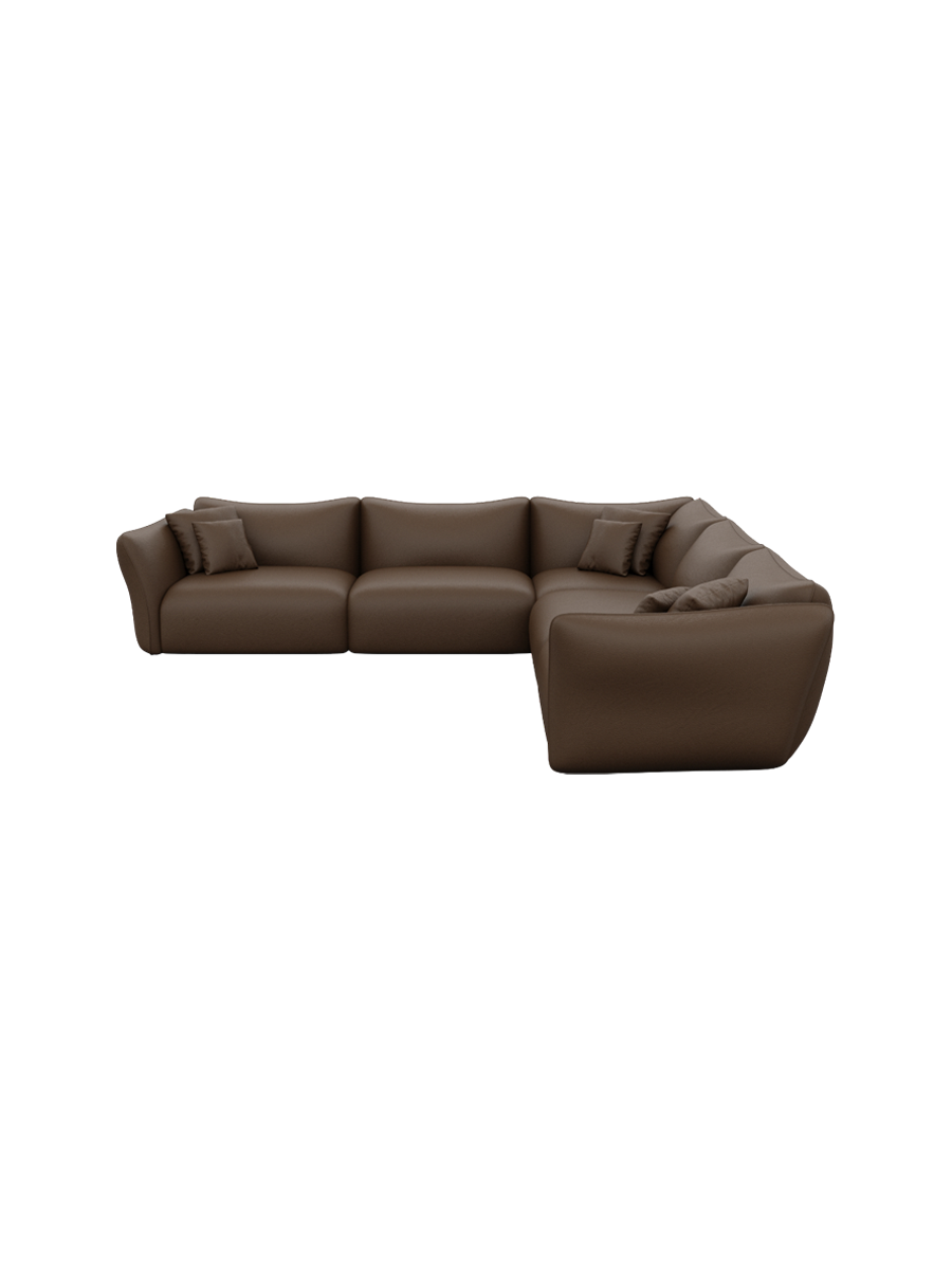 
5-Sitzer Echtleder Design Ecksofa „Mareno“ - Echtleder Beige