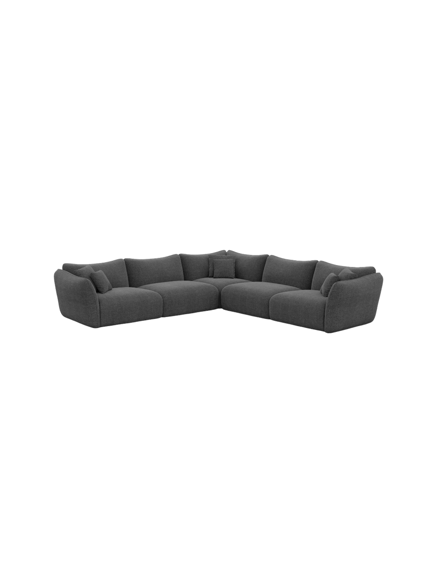 
5-Sitzer Design Ecksofa „Mareno“ mit Strukturstoff-Bezug - Strukturstoff Anthrazit