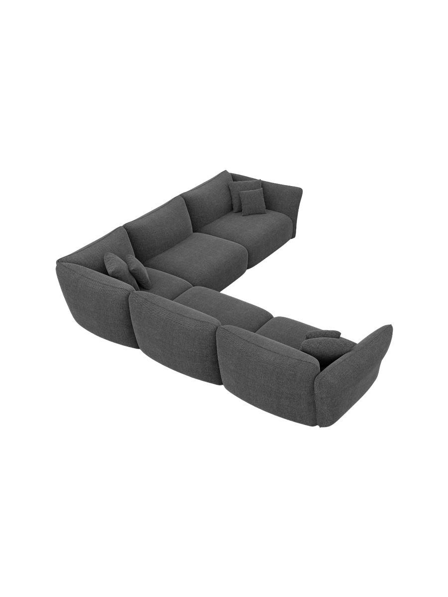 
5-Sitzer Design Ecksofa „Mareno“ mit Strukturstoff-Bezug - Strukturstoff Anthrazit