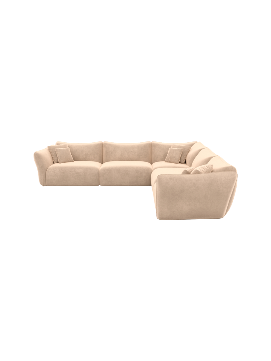 
5-Sitzer Design Ecksofa „Mareno“ mit Samtbezug - Samtbezug Königsblau