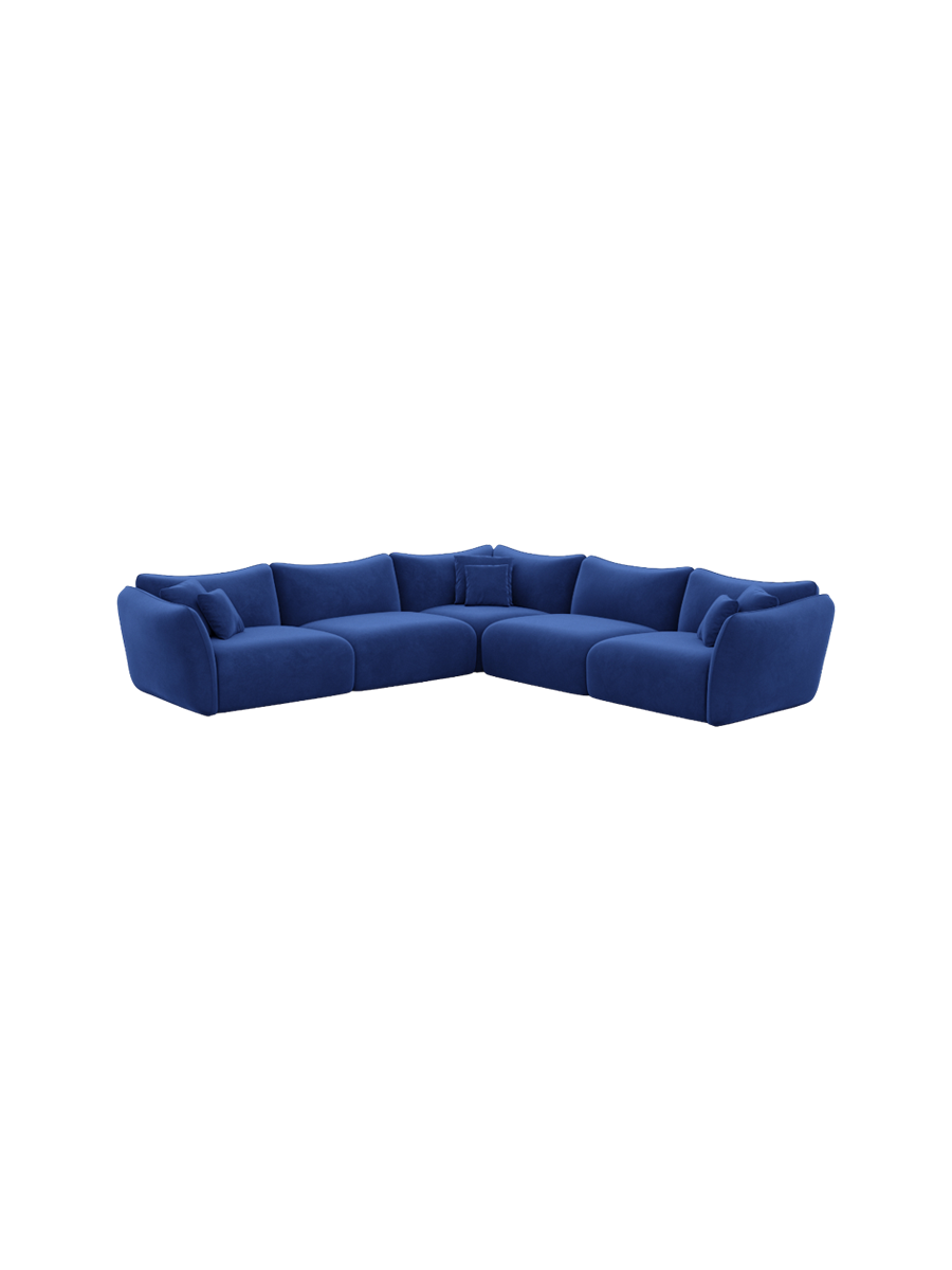
5-Sitzer Design Ecksofa „Mareno“ mit Samtbezug - Samtbezug Königsblau
