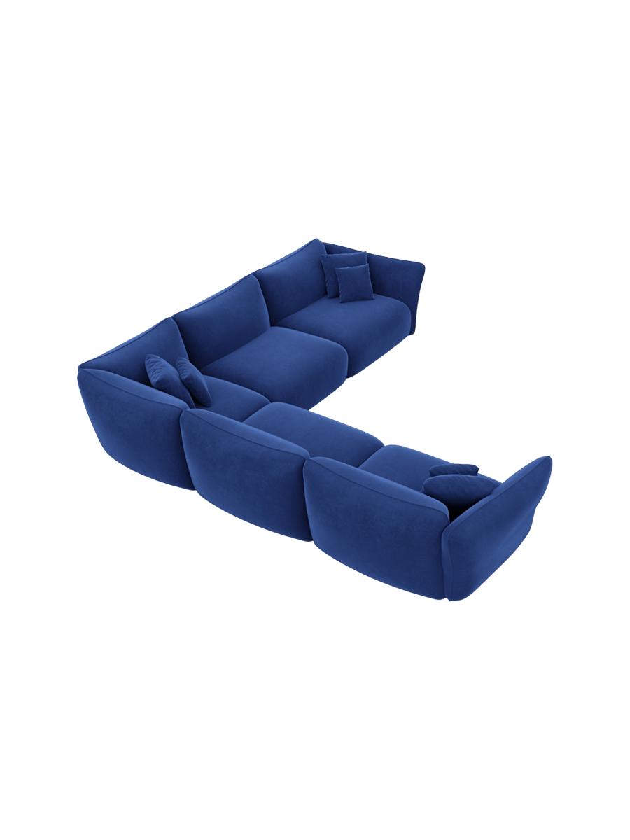
5-Sitzer Design Ecksofa „Mareno“ mit Samtbezug - Samtbezug Königsblau
