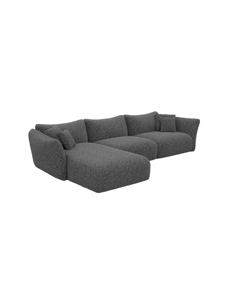 
4-Sitzer Design Ecksofa „Mareno“ mit Bouclé-Bezug - Bouclé Graphit / Eckteil links