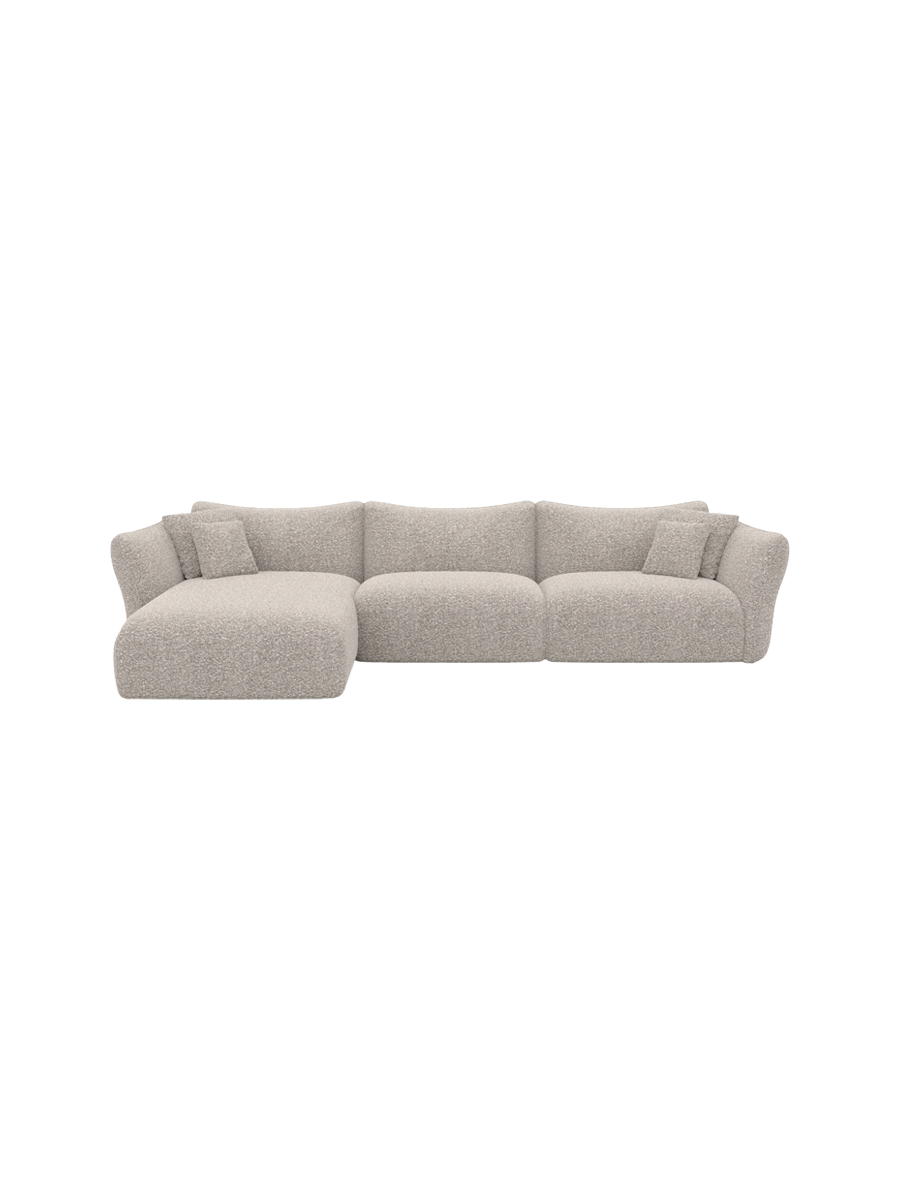 
4-Sitzer Design Ecksofa „Mareno“ mit Bouclé-Bezug - Bouclé Graphit / Eckteil links