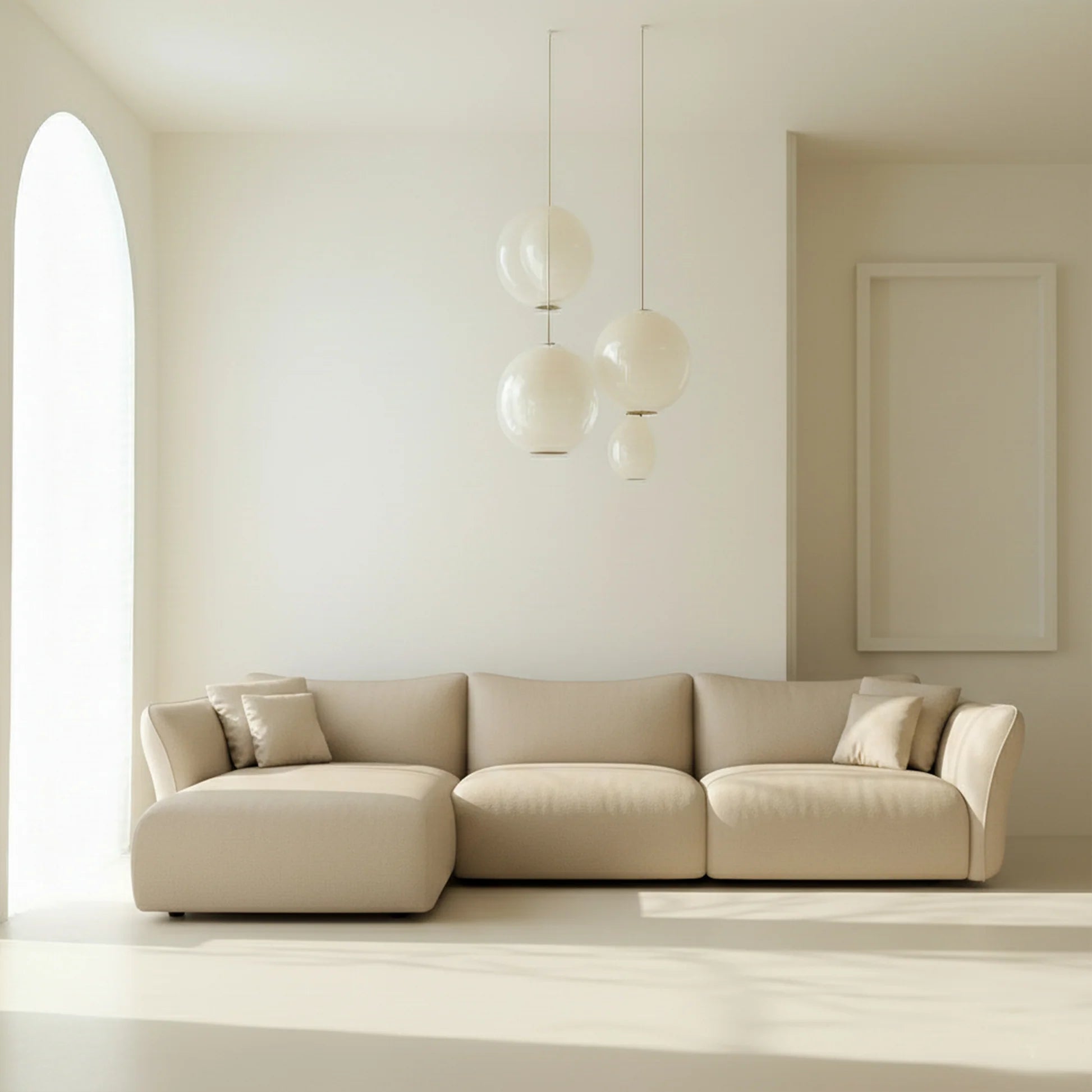 
4-Sitzer Echtleder Design Ecksofa „Mareno“ - Echtleder Beige / Eckteil links