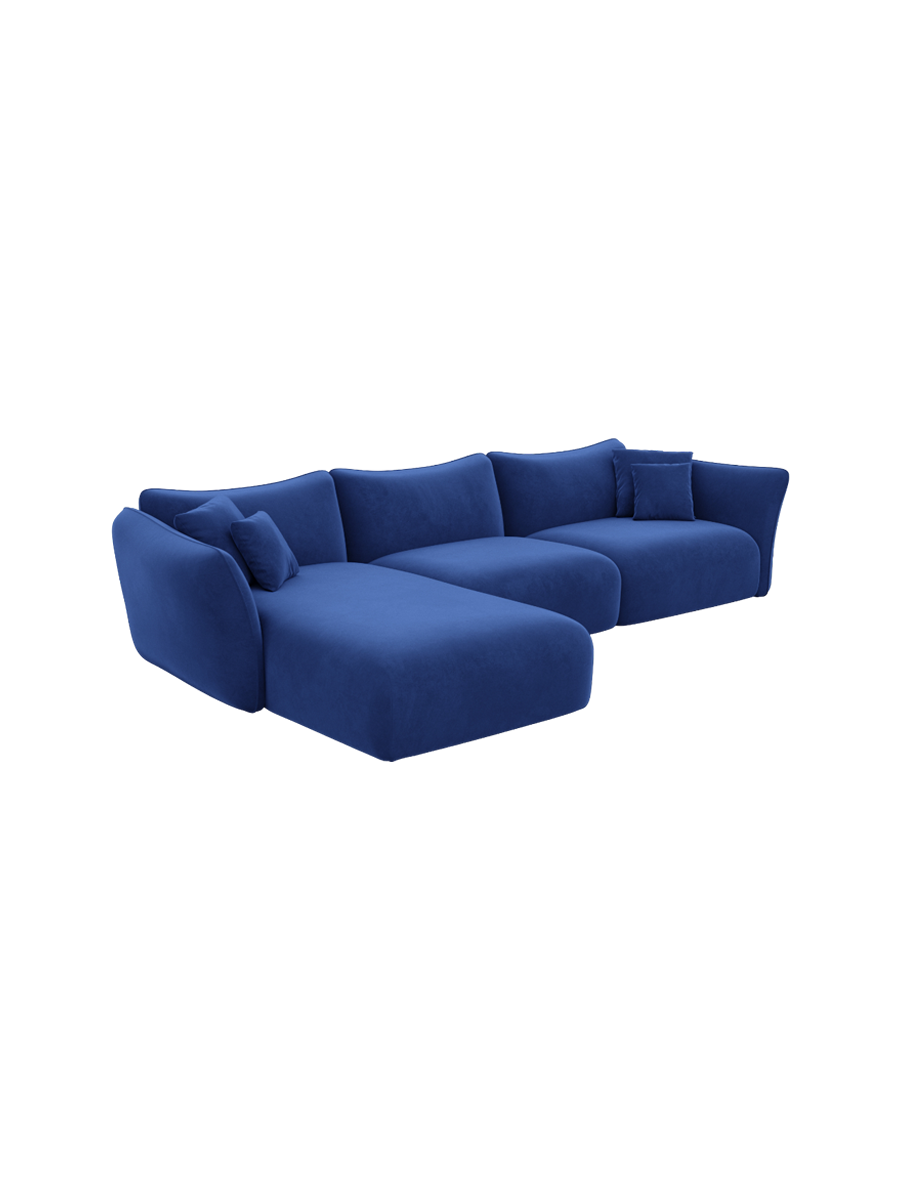 
4-Sitzer Design Ecksofa „Mareno“ mit Samtbezug - Samtbezug Königsblau / Eckteil links