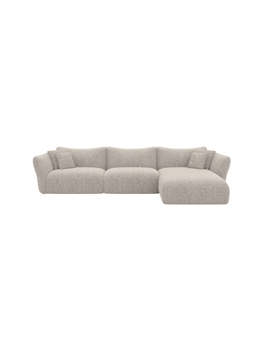 
4-Sitzer Design Ecksofa „Mareno“ mit Bouclé-Bezug - Bouclé Graphit / Eckteil links