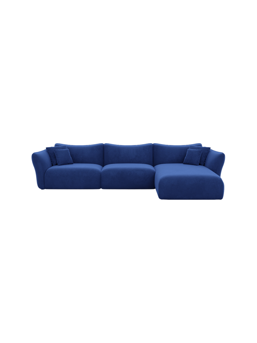 
4-Sitzer Design Ecksofa „Mareno“ mit Samtbezug - Samtbezug Königsblau / Eckteil links
