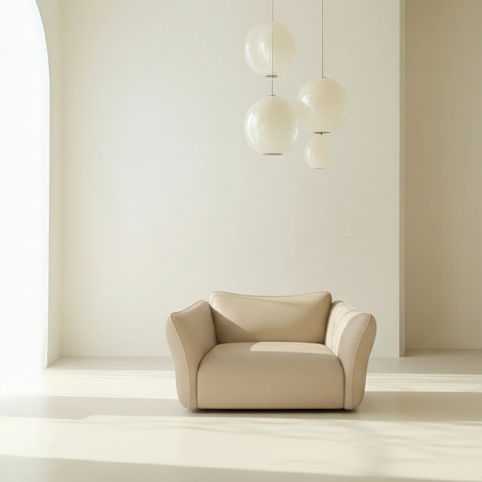 
Echtleder Design Loungesessel „Mareno“ - Echtleder Beige