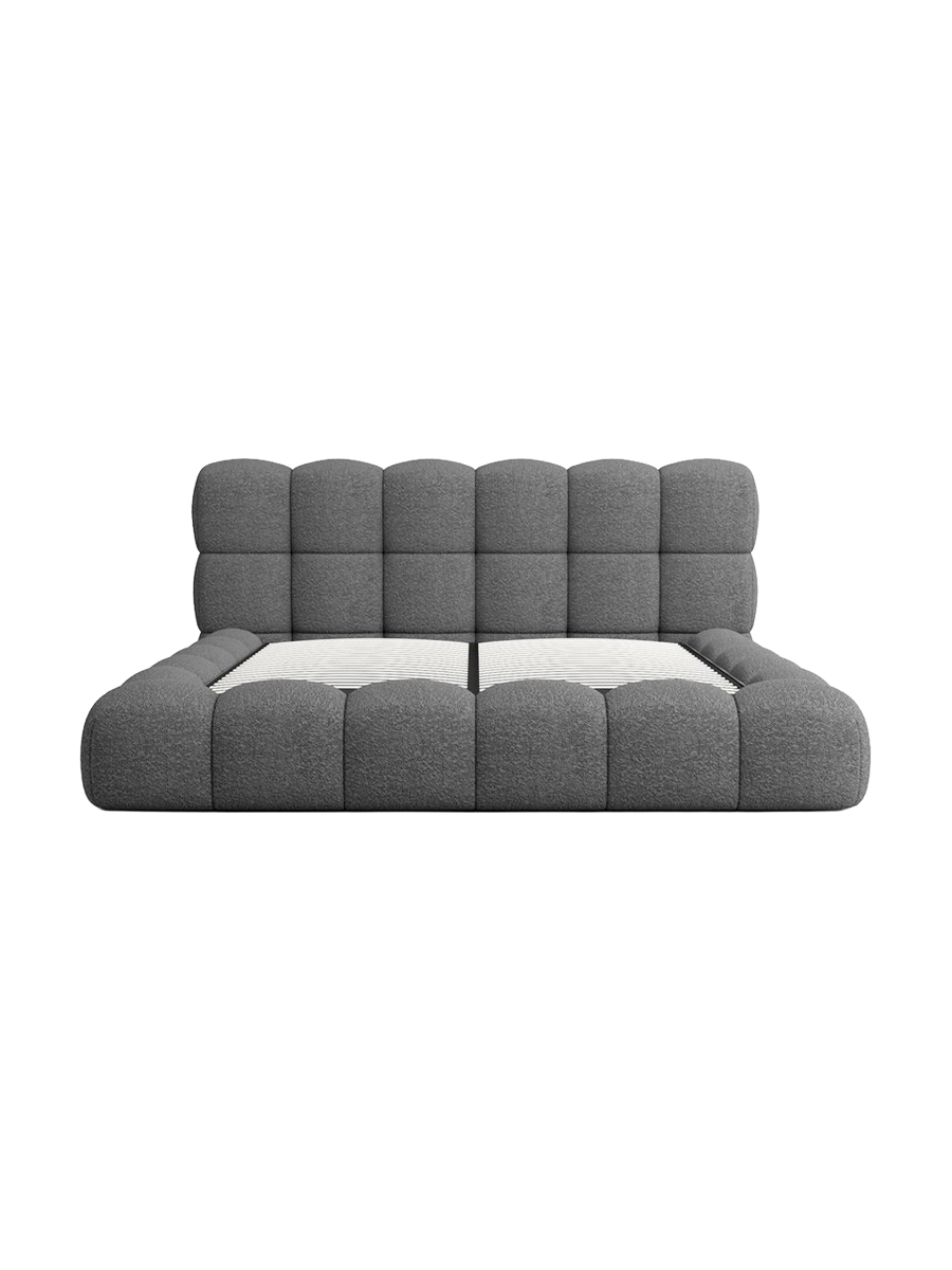 
Design Polsterbett „Savio“ mit Ablagefach, Bouclé Graphit - 140 x 200 cm