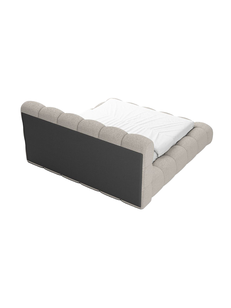
Design Polsterbett „Savio“ mit Ablagefach, Bouclé Toffee - 140 x 200 cm