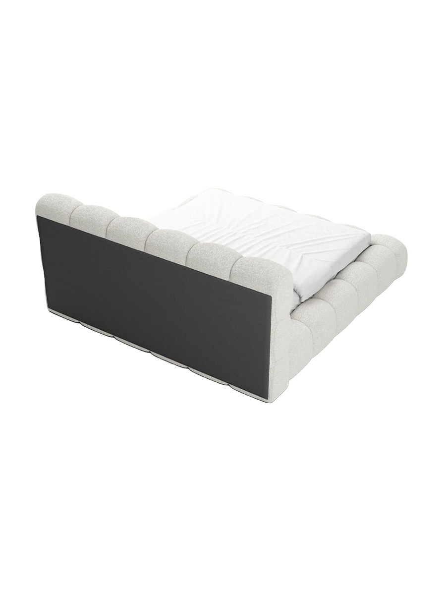 
Design Polsterbett „Savio“ mit Ablagefach, Bouclé Weiss - 140 x 200 cm