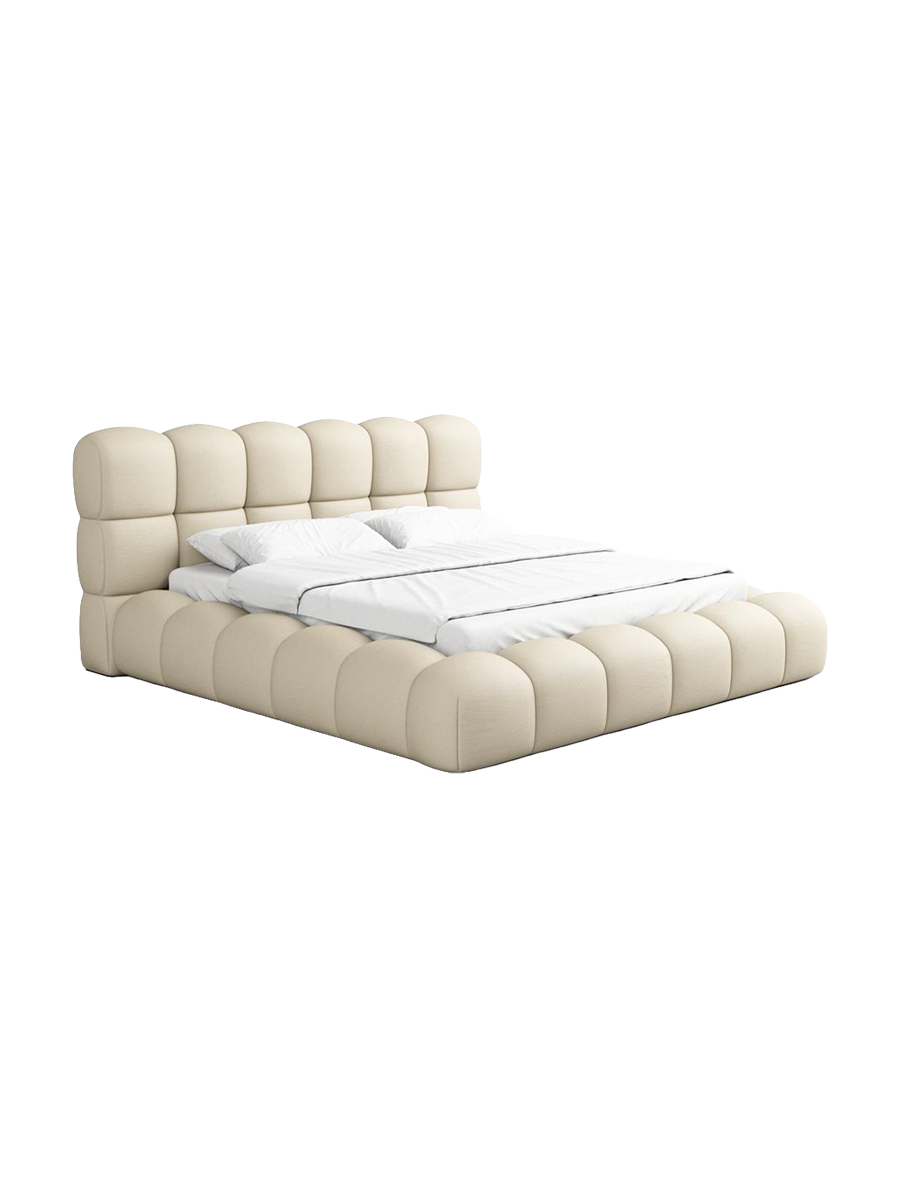 
Design Polsterbett „Savio“ mit Ablagefach, Kunstleder Beige - 140 x 200 cm