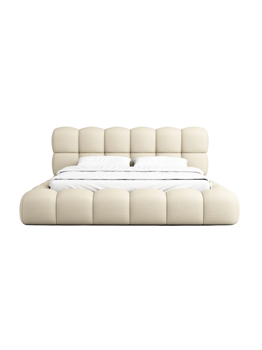 
Design Polsterbett „Savio“ mit Ablagefach, Kunstleder Beige - 140 x 200 cm