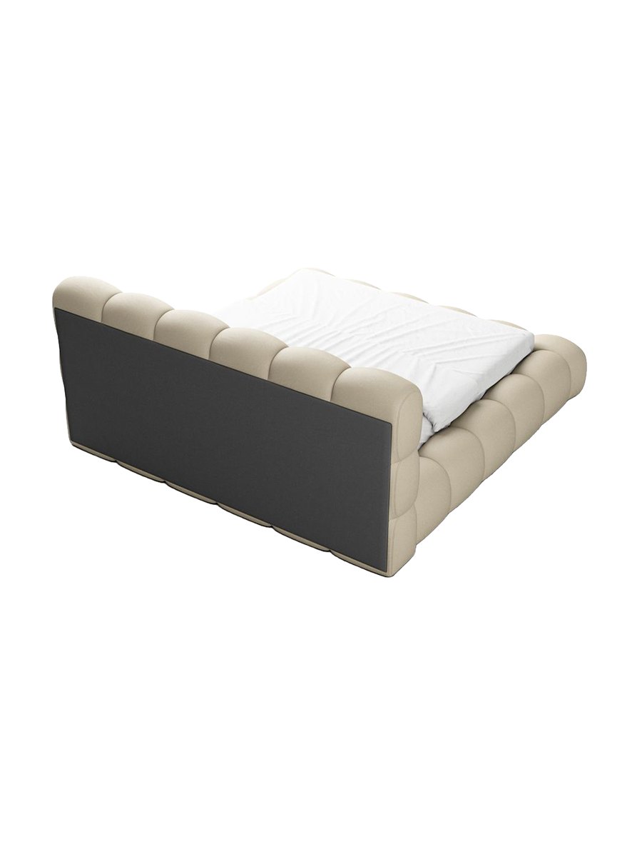 
Design Polsterbett „Savio“ mit Ablagefach, Kunstleder Beige - 140 x 200 cm