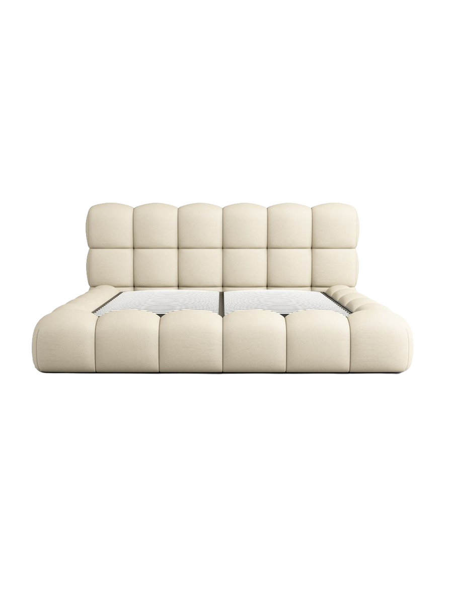 
Design Polsterbett „Savio“ mit Ablagefach, Kunstleder Beige - 140 x 200 cm