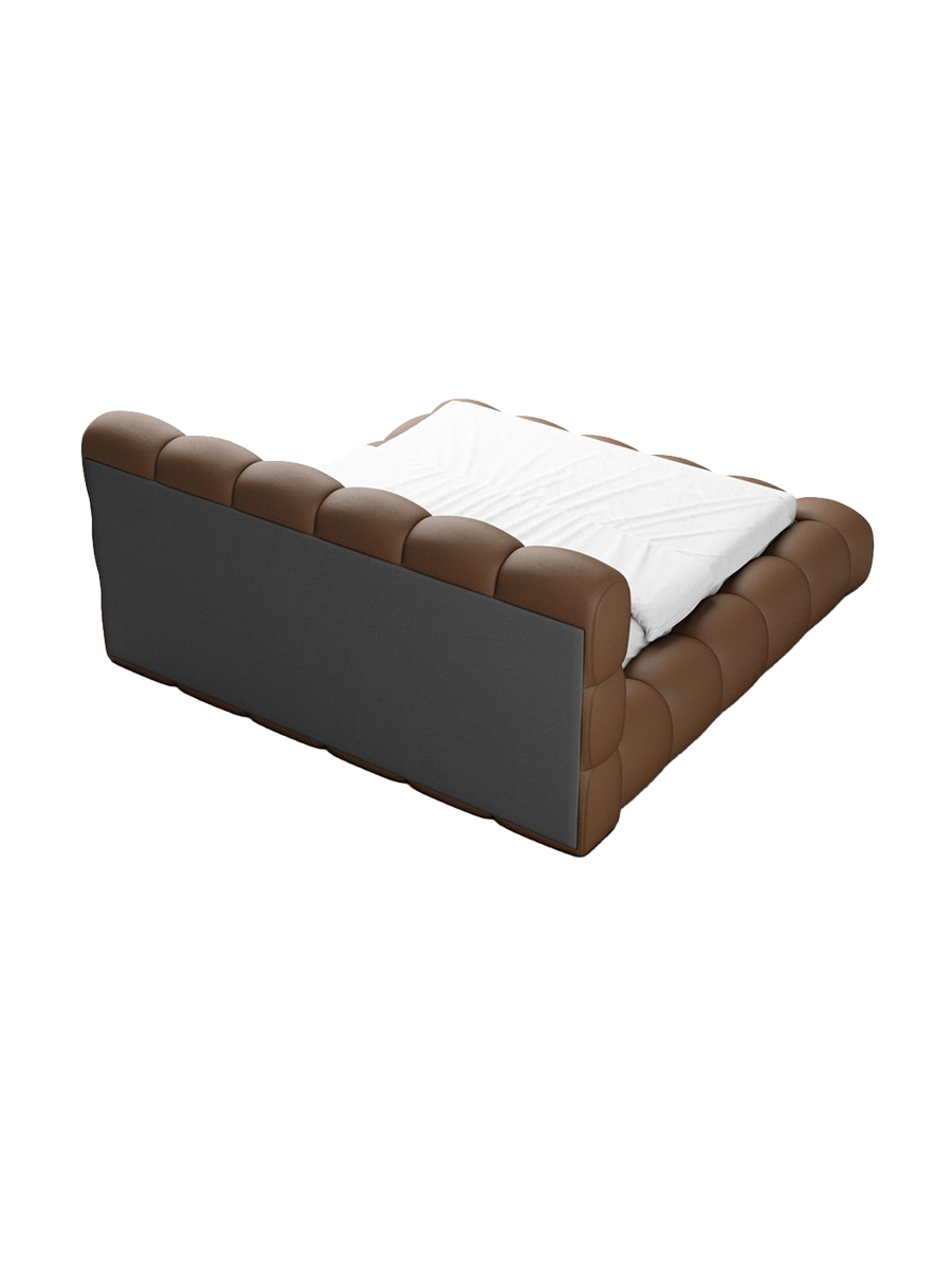 
Design Polsterbett „Savio“ mit Ablagefach, Kunstleder Choco Brown - 140 x 200 cm