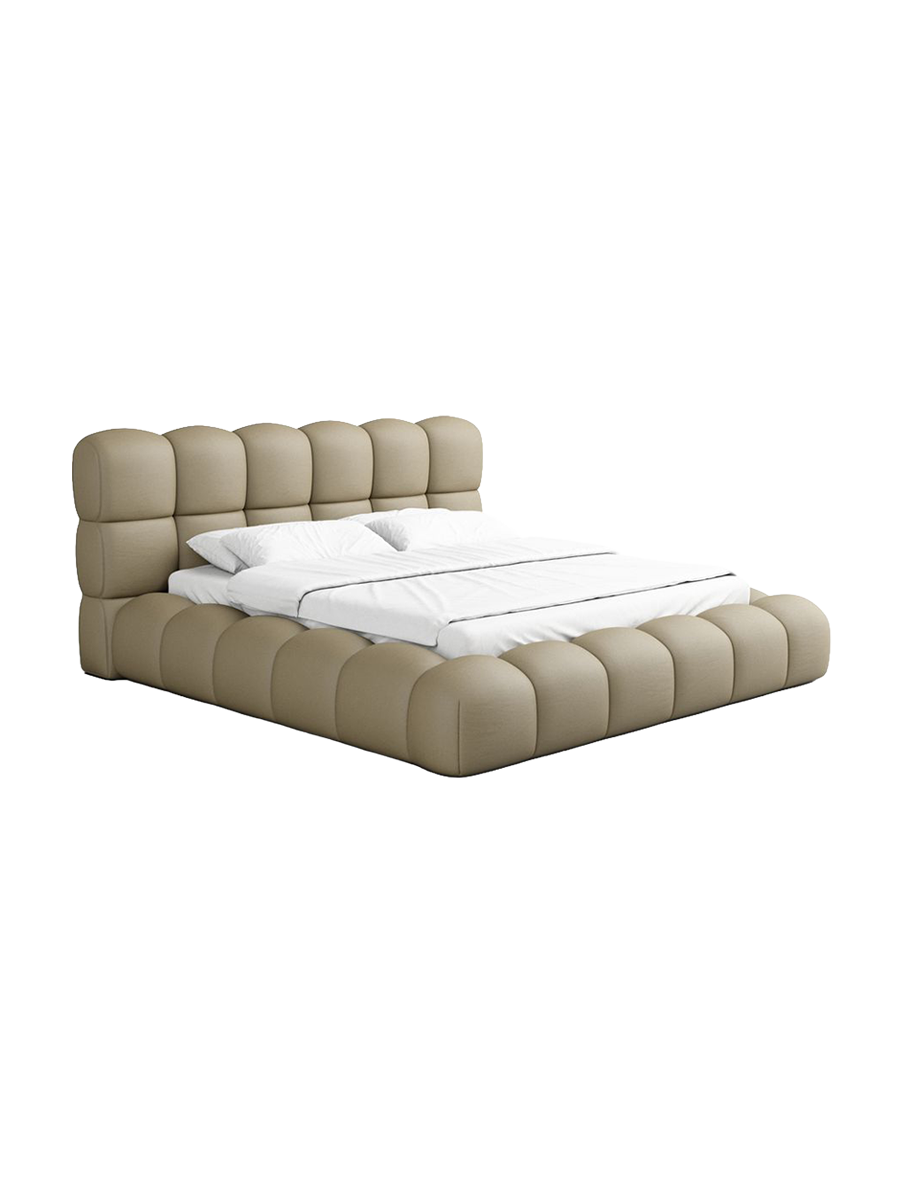 
Design Polsterbett „Savio“ mit Ablagefach, Kunstleder Beige dunkel - 140 x 200 cm