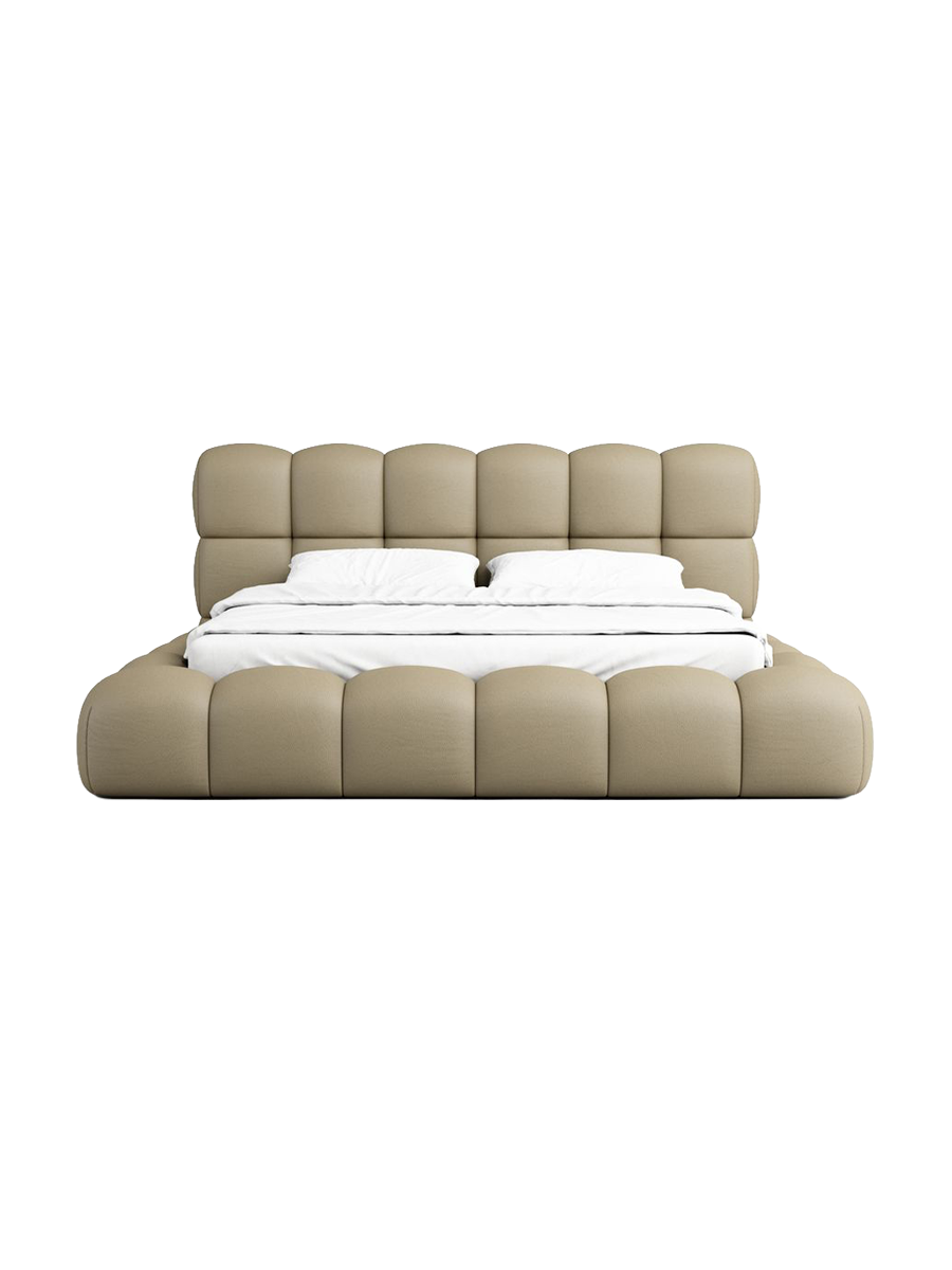 
Design Polsterbett „Savio“ mit Ablagefach, Kunstleder Beige dunkel - 140 x 200 cm
