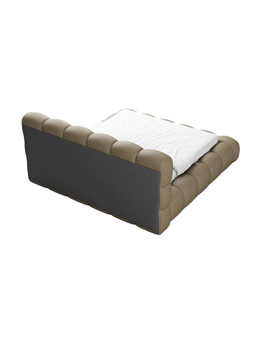 
Design Polsterbett „Savio“ mit Ablagefach, Kunstleder Beige dunkel - 140 x 200 cm
