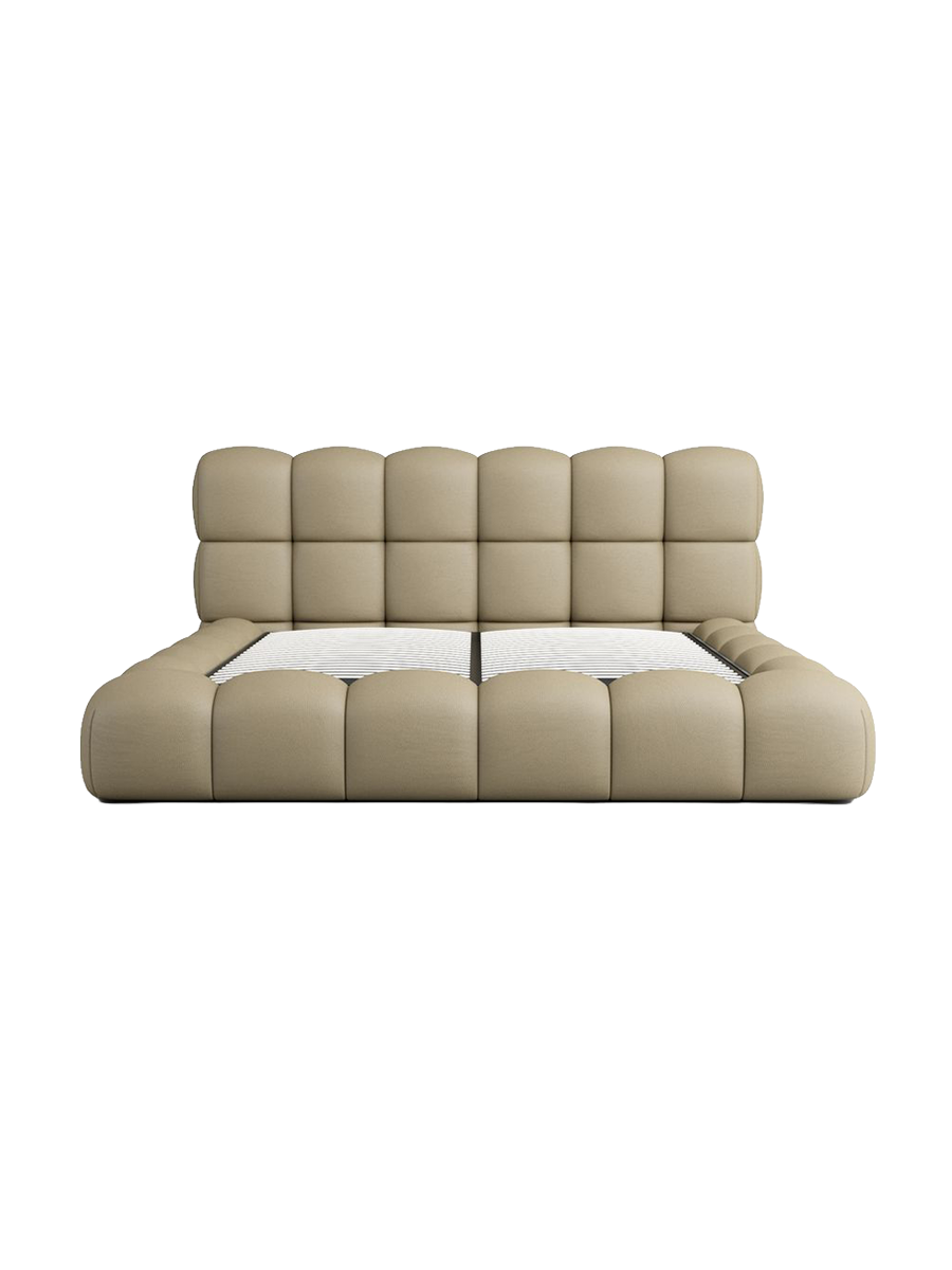 
Design Polsterbett „Savio“ mit Ablagefach, Kunstleder Beige dunkel - 140 x 200 cm