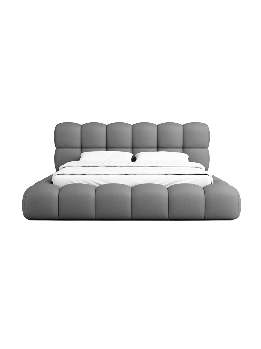 
Design Polsterbett „Savio“ mit Ablagefach, Kunstleder Grau - 140 x 200 cm
