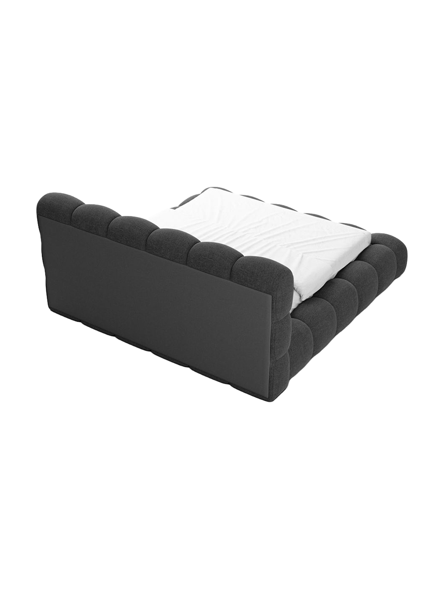
Design Polsterbett „Savio“ mit Ablagefach, Webstoff Anthrazit - 140 x 200 cm