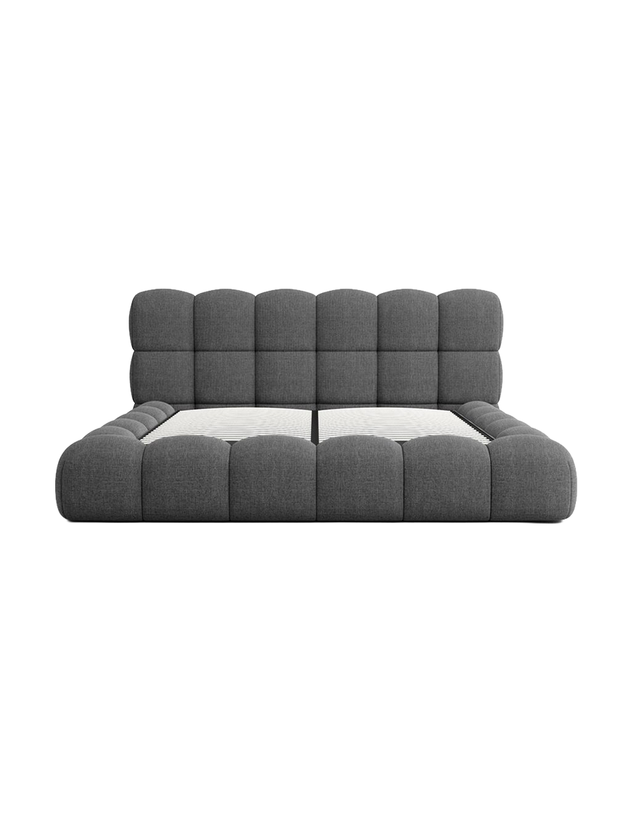 
Design Polsterbett „Savio“ mit Ablagefach, Webstoff Anthrazit - 140 x 200 cm
