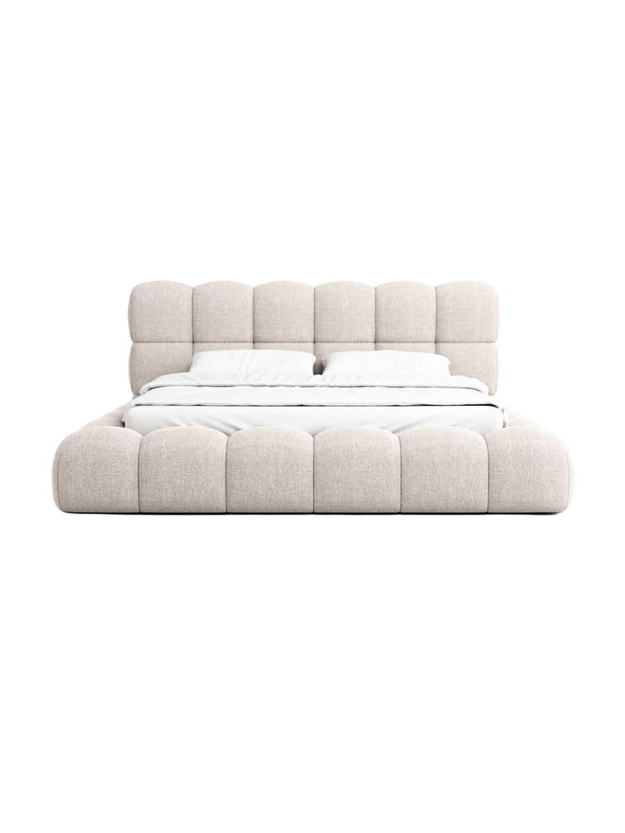 
Design Polsterbett „Savio“ mit Ablagefach, Webstoff Beige - 140 x 200 cm