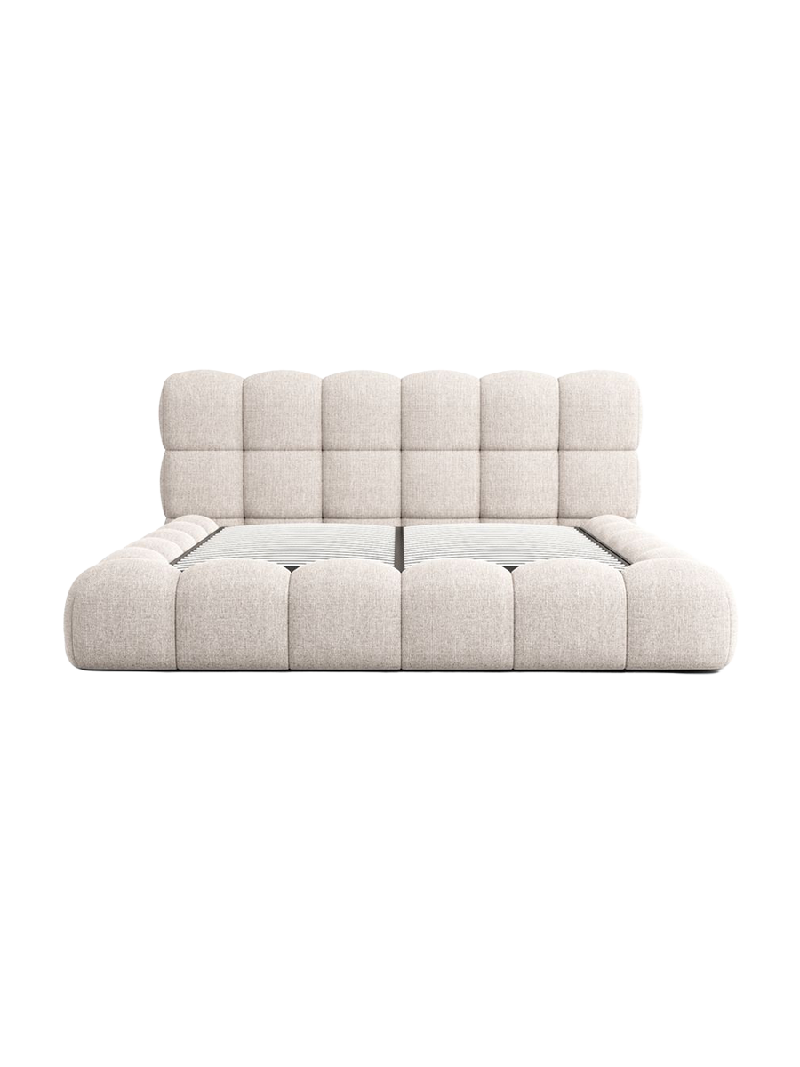 
Design Polsterbett „Savio“ mit Ablagefach, Webstoff Beige - 140 x 200 cm