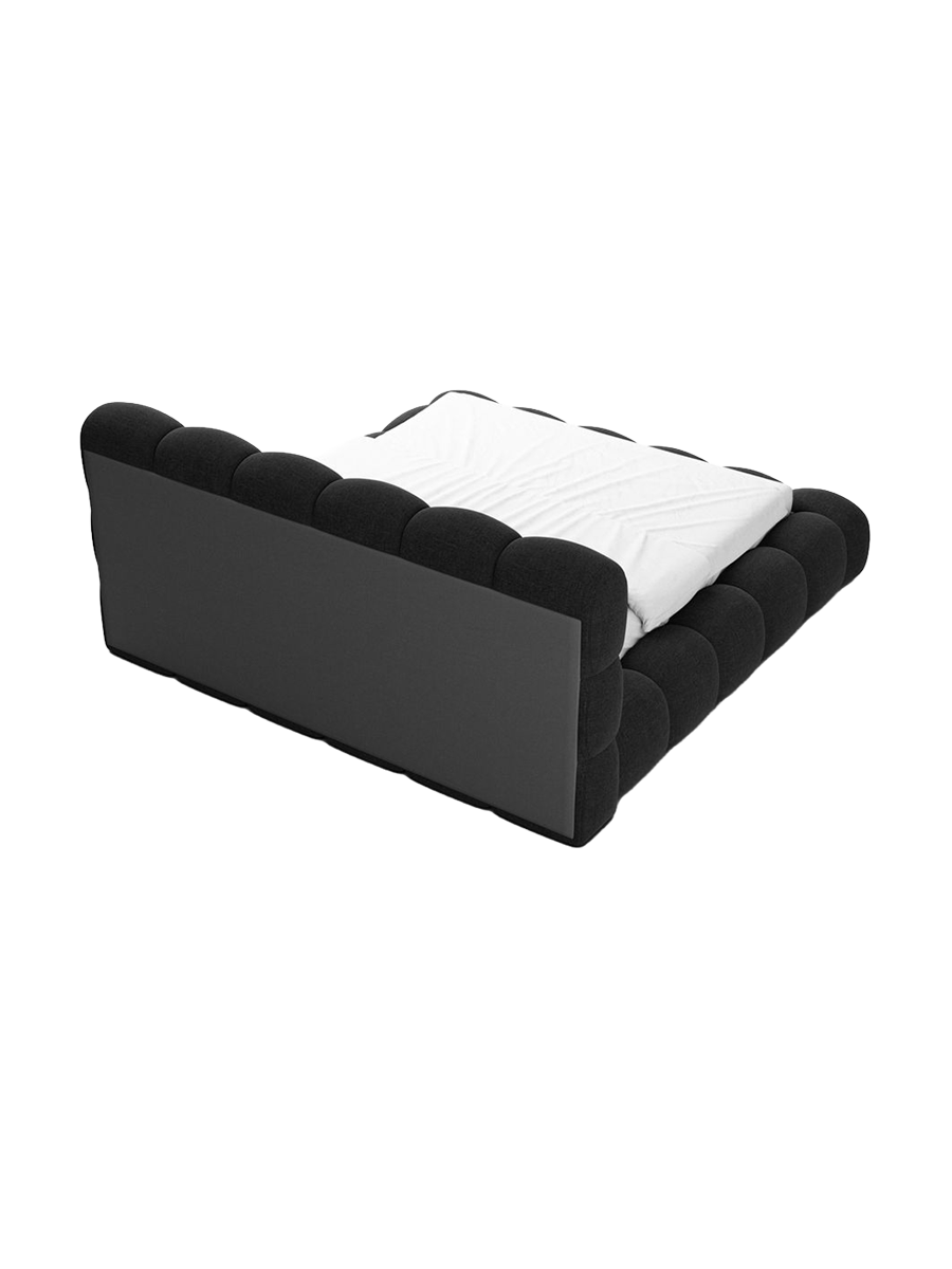 
Design Polsterbett „Savio“ mit Ablagefach, Webstoff Schwarz - 140 x 200 cm