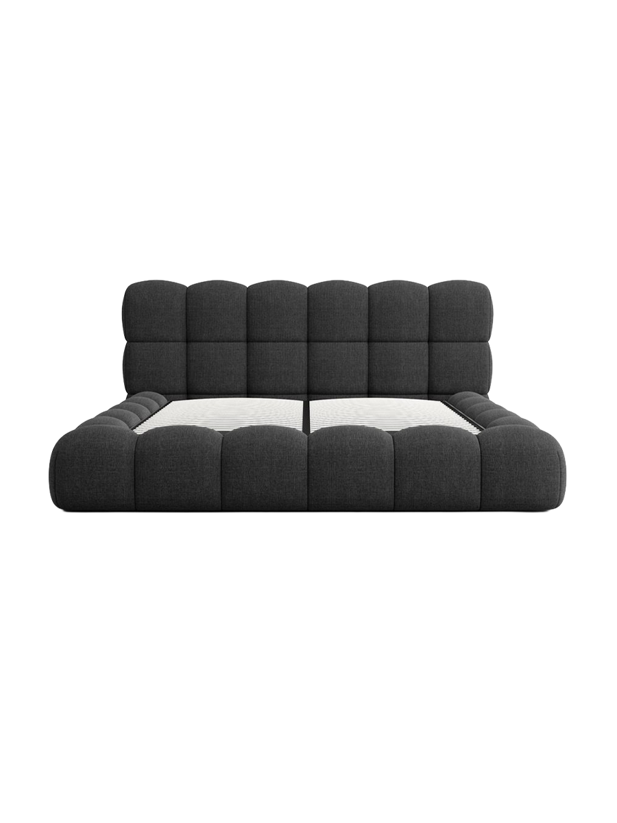 
Design Polsterbett „Savio“ mit Ablagefach, Webstoff Schwarz - 140 x 200 cm