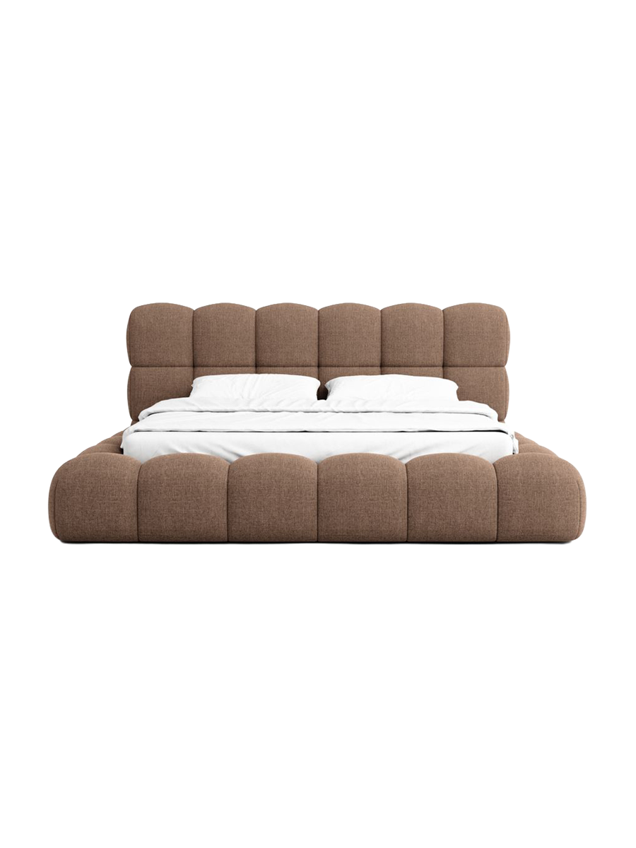 
Design Polsterbett „Savio“ mit Ablagefach, Webstoff Braun - 140 x 200 cm