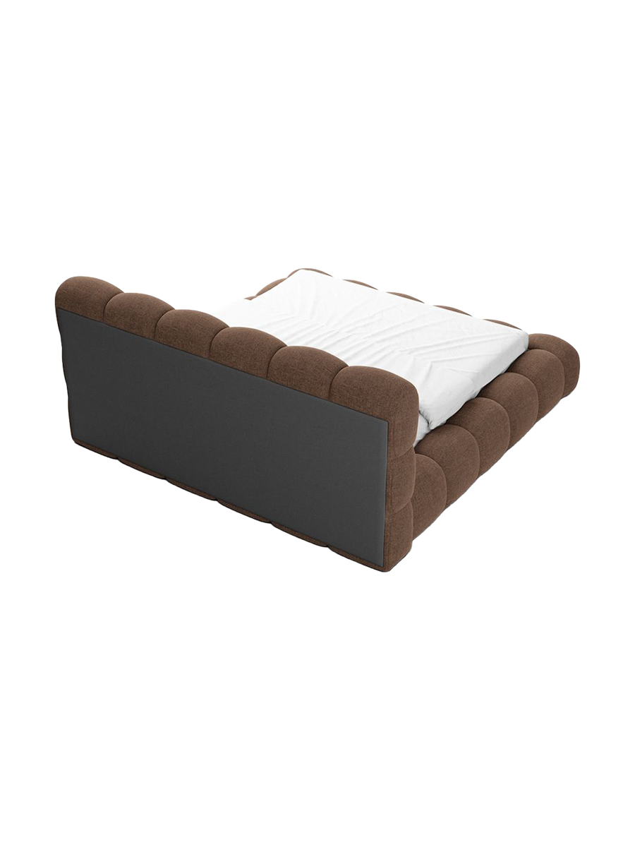 
Design Polsterbett „Savio“ mit Ablagefach, Webstoff Braun - 140 x 200 cm