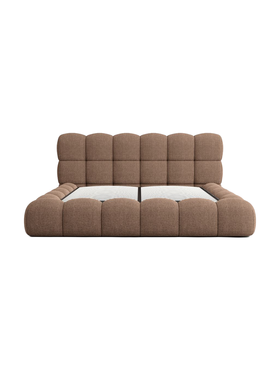 
Design Polsterbett „Savio“ mit Ablagefach, Webstoff Braun - 140 x 200 cm
