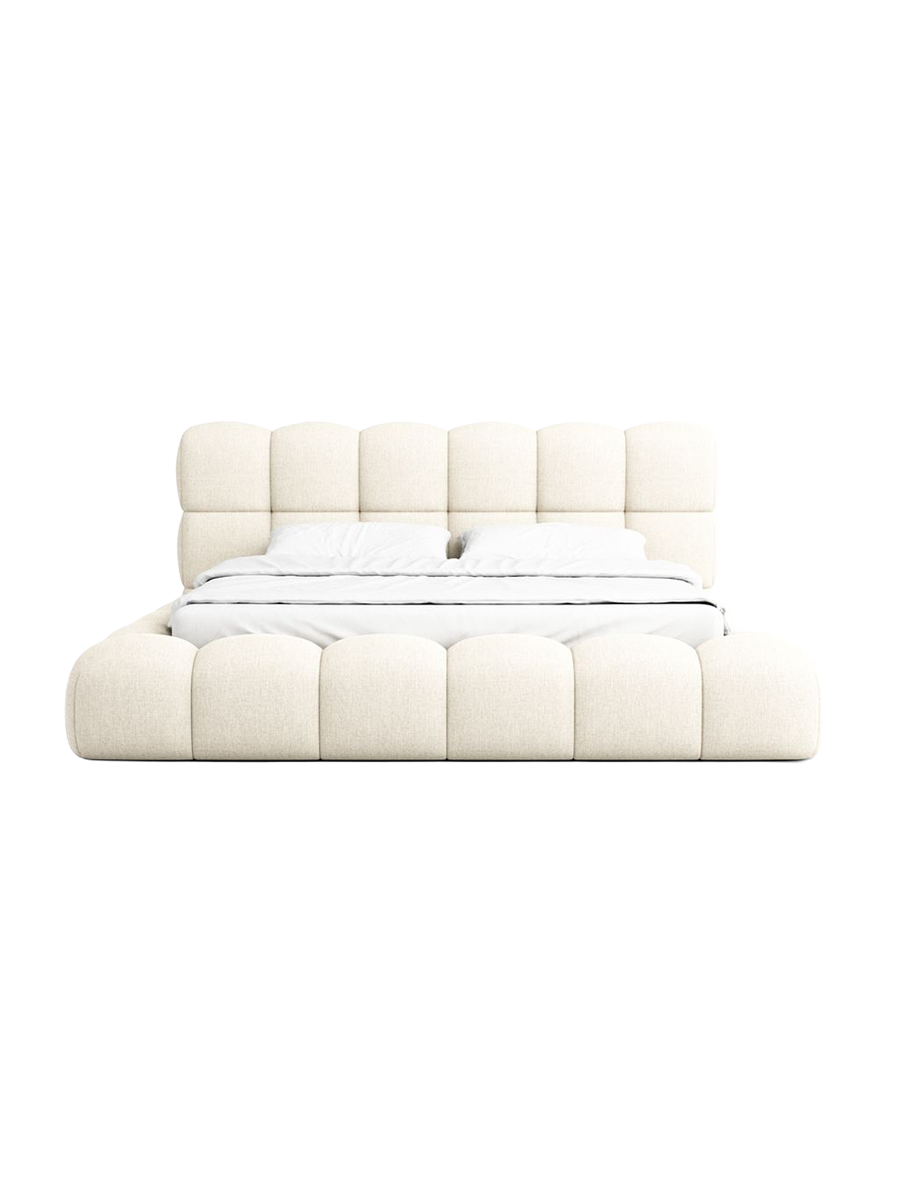 
Design Polsterbett „Savio“ mit Ablagefach, Webstoff Cream - 140 x 200 cm