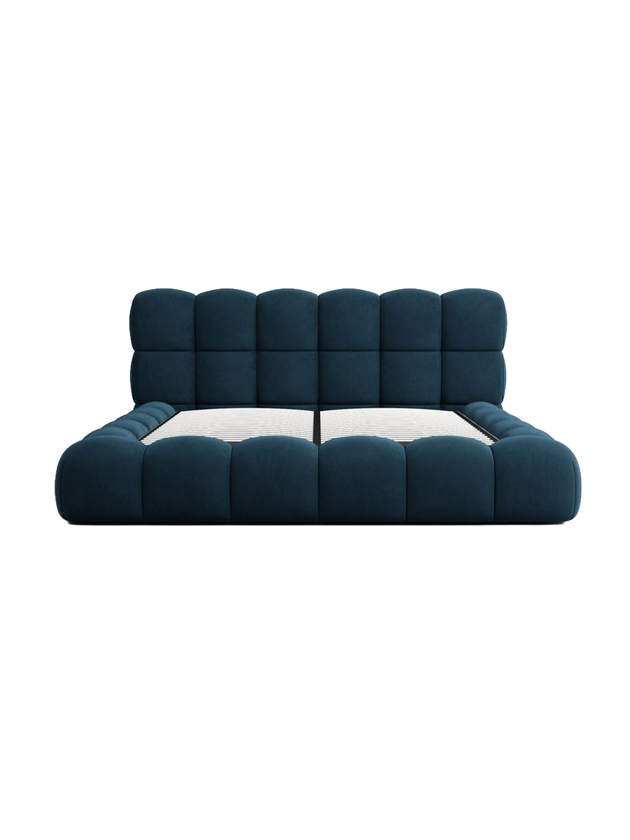 
Design Polsterbett „Savio“ mit Ablagefach, Webstoff Dunkelblau - 140 x 200 cm