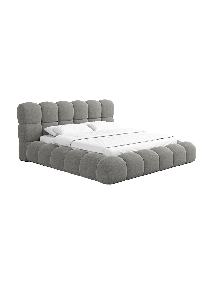 
Design Polsterbett „Savio“ mit Ablagefach, Webstoff Grau - 140 x 200 cm