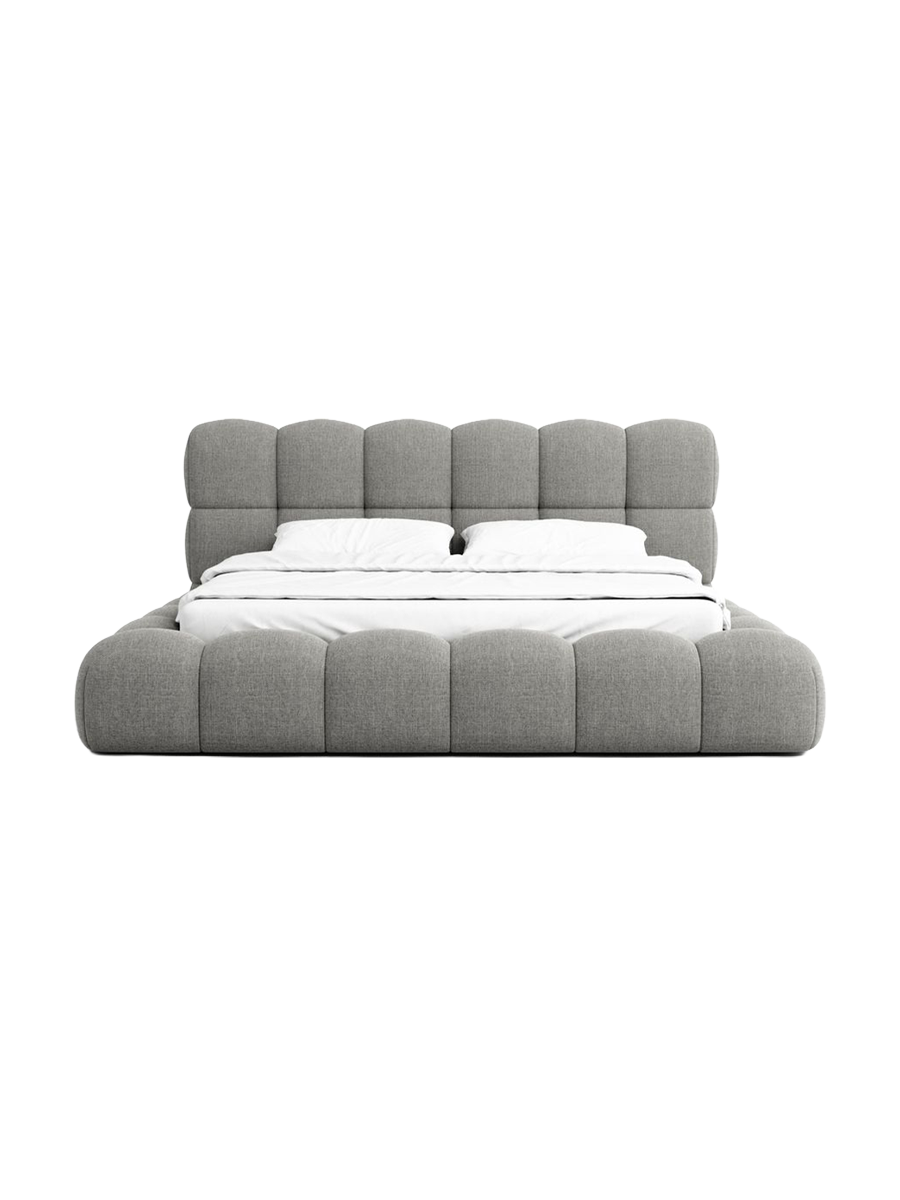 
Design Polsterbett „Savio“ mit Ablagefach, Webstoff Grau - 140 x 200 cm