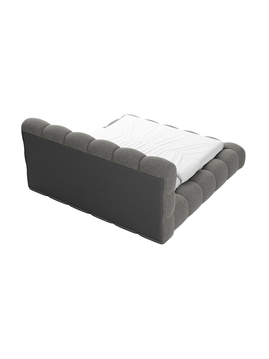 
Design Polsterbett „Savio“ mit Ablagefach, Webstoff Grau - 140 x 200 cm