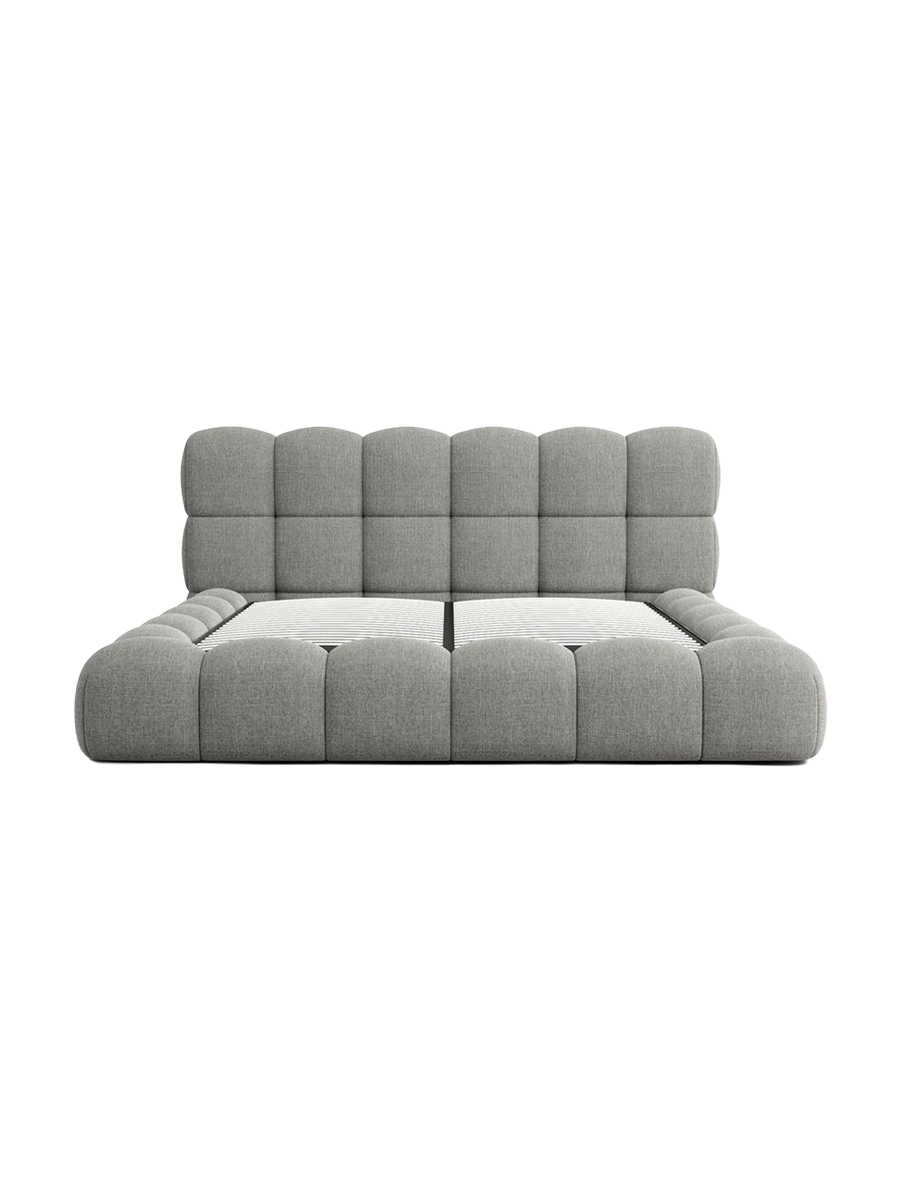 
Design Polsterbett „Savio“ mit Ablagefach, Webstoff Grau - 140 x 200 cm