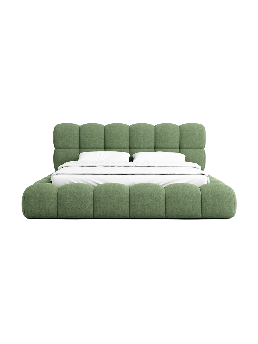 
Design Polsterbett „Savio“ mit Ablagefach, Webstoff Grün - 140 x 200 cm